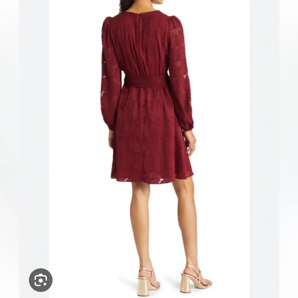 Eliza J Floral Burnout Long Sleeve Fit & Flare Dress NWT - Picture 4 of 13